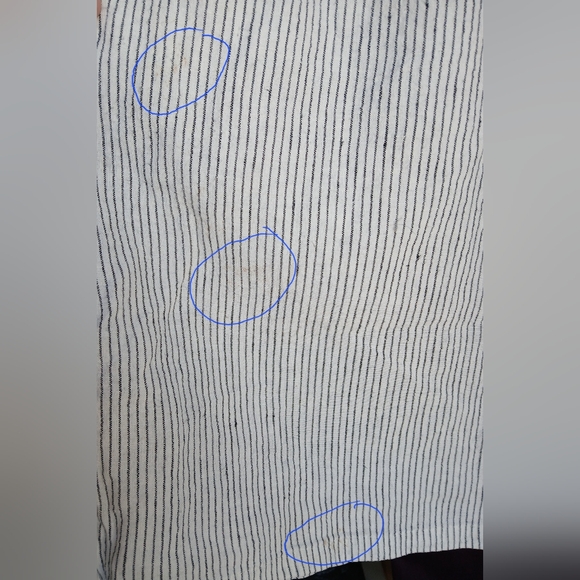 Offon Women's Linen Dress Gray White Stripe Nursing Friendly Buttons Pockets - Picture 11 of 13